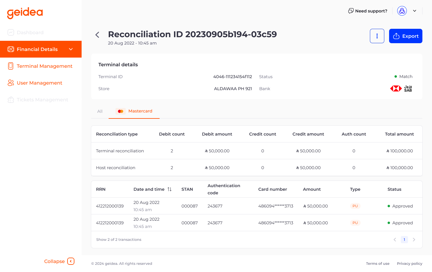 Reconciliation Details
